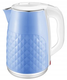 Чайник MAXTRONIC MAX-1014 голуб+белый (2,5л !!!, двойн стенки, диск 1,8кВт) 12/упибирске. Чайник двухслойный оптом - Василиса,  Delta, Казбек, Galaxy, Supra, Irit, Магнит. Доставка
