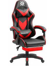 Кресло игровое  Minion черный/красный, красс 4,PU,подножка DEFENDER