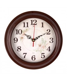 Часы настенные СН 2121 - 007 круг коричневый Розы  (диам 21) (10)астенные часы оптом с доставкой по Дальнему Востоку. Настенные часы оптом со склада в Новосибирске.