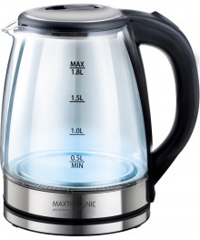 Чайник  MAXTRONIC MAX-403 стекл, чёрн, нерж (1,8 кВт, 1,8 л) (12/уп)ирске. Отгрузка в Саха-якутия, Якутск, Кызыл, Улан-Уде, Иркутск, Владивосток, Комсомольск-на-Амуре.