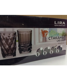 LIRA LRS 002-3 Набор стаканов Коллинзы стекло,цвет:чёрное напыл,объем 350мл,гравировка /6шт./уп.8шткерамики в Новосибирске оптом большой ассортимент. Посуда фарфоровая в Новосибирскедля кухни оптом.
