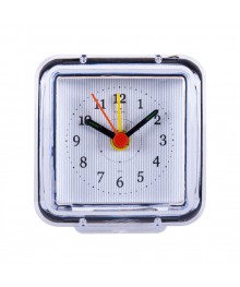 Часы будильник  B1-018W (7х7 см)  прозрачный Классика в полоскустоку. Большой каталог будильников оптом со склада в Новосибирске. Будильники оптом по низкой цене.