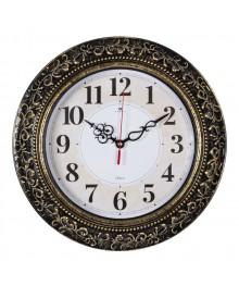Часы настенные СН 3524 - 007 круг d=35 см, корпус черный с золотом "Классика" (10)