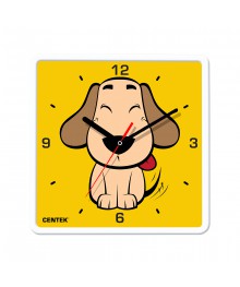 Часы настенные кварцевые Centek СТ-7103 <Dog> (щенок) 25х25 см, квадрат, шаговый ход