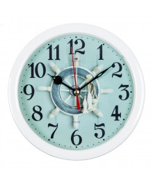 Часы будильник  B4-015 (диам 15 см) белый Штурвалстоку. Большой каталог будильников оптом со склада в Новосибирске. Будильники оптом по низкой цене.