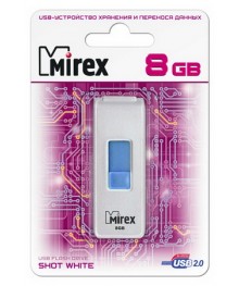 USB2.0 FlashDrives 8Gb Mirex SHOT WHITEовокузнецк, Горно-Алтайск. Большой каталог флэш карт оптом по низкой цене со склада в Новосибирске.