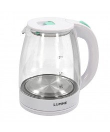 Чайник LUMME LU-160 белый жемчуг стеклян корпус (1800 Вт, 2л) 6/уп