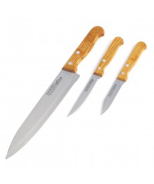 Набор ножей LARA LR05-52  3 предмета: Для очистки, Для стейка, Поварской нож. деревян буковая ручка