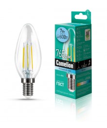 Эл. лампа светодиодная Camelion LED-C35- 7W-FL-/845/E14(Свеча 7Вт 220В, аналог 60Вт) уп.1/10/100