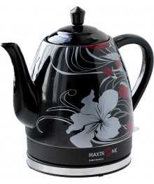Чайник MAXTRONIC MAX-YD-184 керам Цветы на чёрн (1,5 кВт, 1,6 л) (8/уп)ирске. Отгрузка в Саха-якутия, Якутск, Кызыл, Улан-Уде, Иркутск, Владивосток, Комсомольск-на-Амуре.