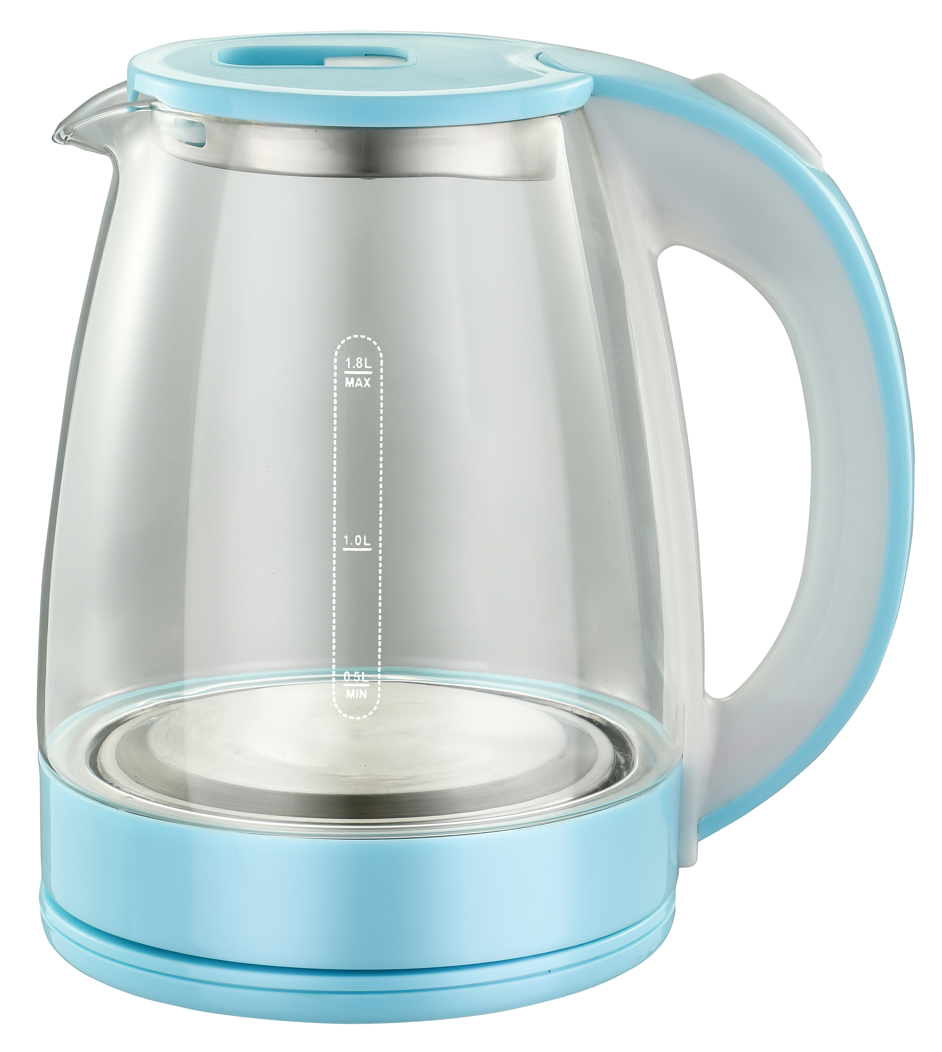 Чайник MAXTRONIC MAX-206 стекл, голубой (1,8 кВт, 1,8 л) (12/уп)