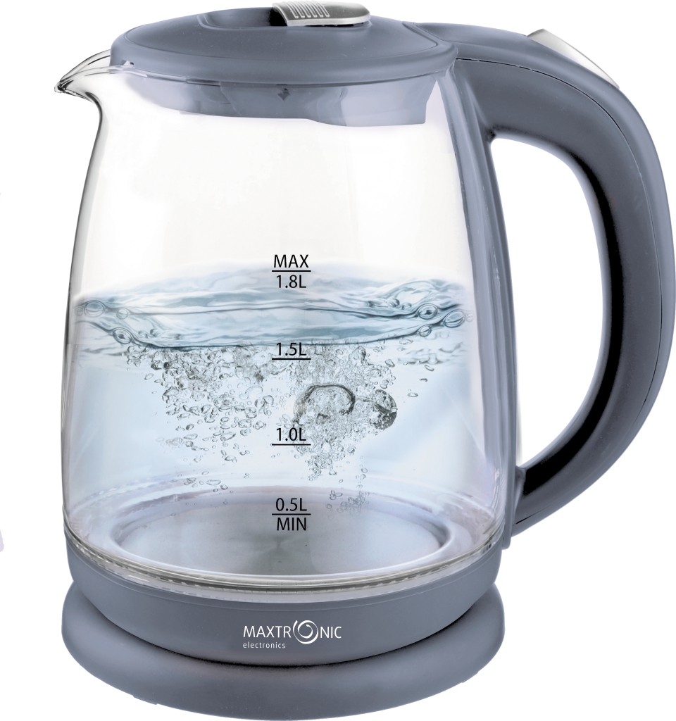Чайник MAXTRONIC MAX-410 стекл, серый (1,8 кВт, 1.8 л) (12/уп)