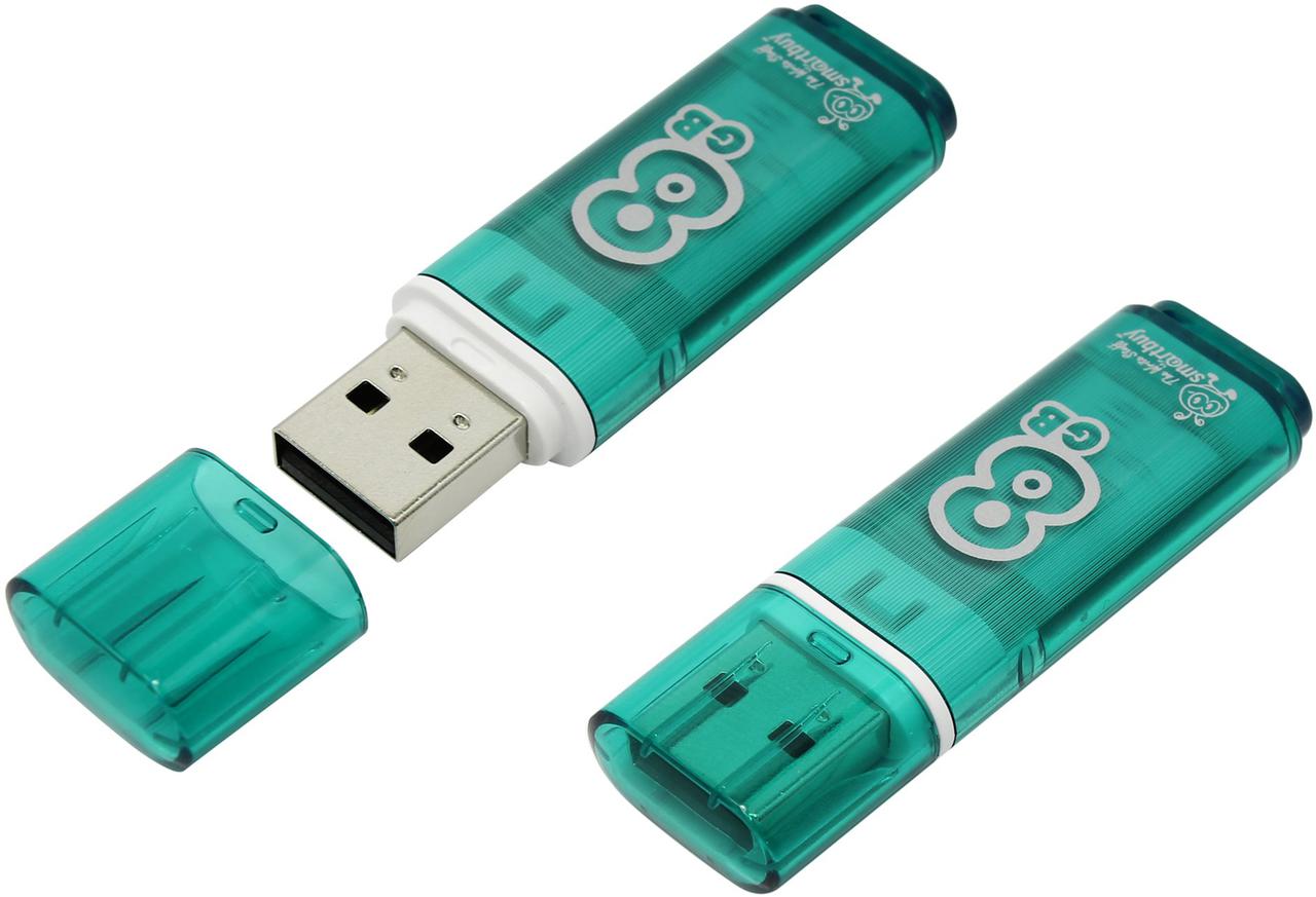 USB2.0 FlashDrives 8Gb Smart Buy  Glossy series Green (SB8GBGS-G)