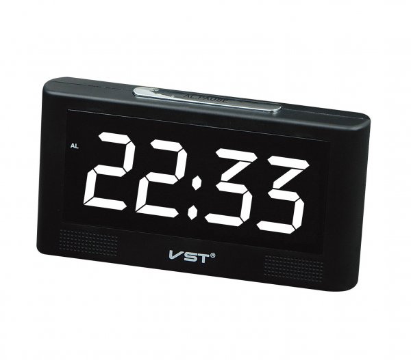 часы настольные VST-732/6 (белый), дисплей: 16 х 5.5 см (без блока, питание от USB)
