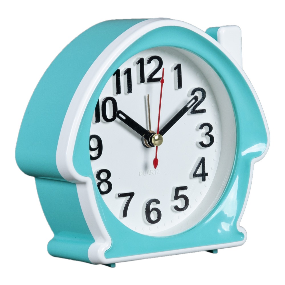 Часы будильник  B6-010 кварц, корпус бирюзовый с белым "Классика" (40)