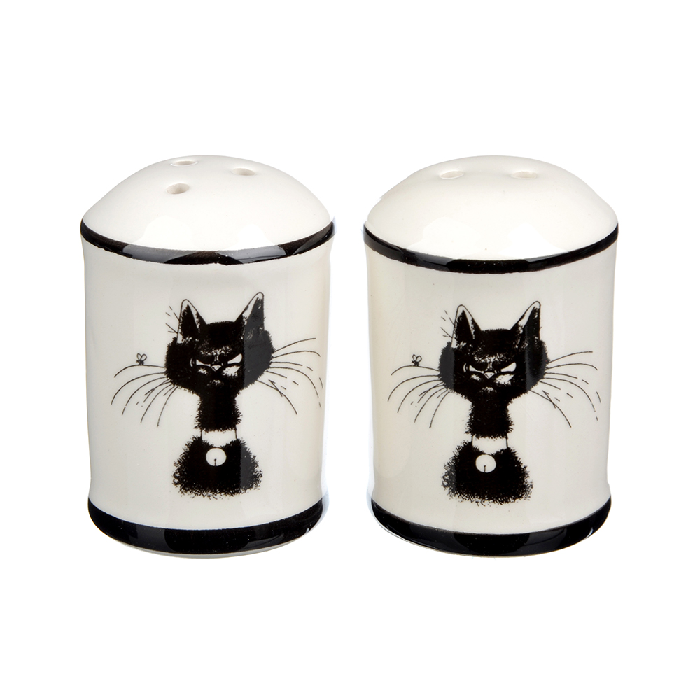 Черный кот Набор для соли и перца, 4.7х6.6см, керамика