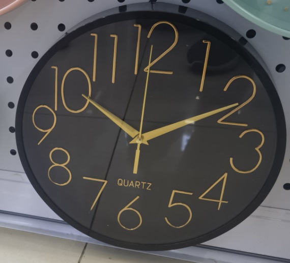 Часы настенные MAX-SAG78-02-3 чёрный, золотые цифры (диаметр 25см, круглые)