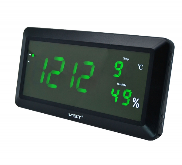 Часы настенные VST780S-4 зел.цифры (температура,влажность, бп в комплекте)
