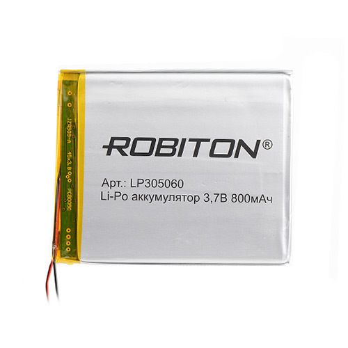Акк  литиевый ROBITON LP305060 литий-полимер 3.7В 800мАч 3х50x60мм PK1