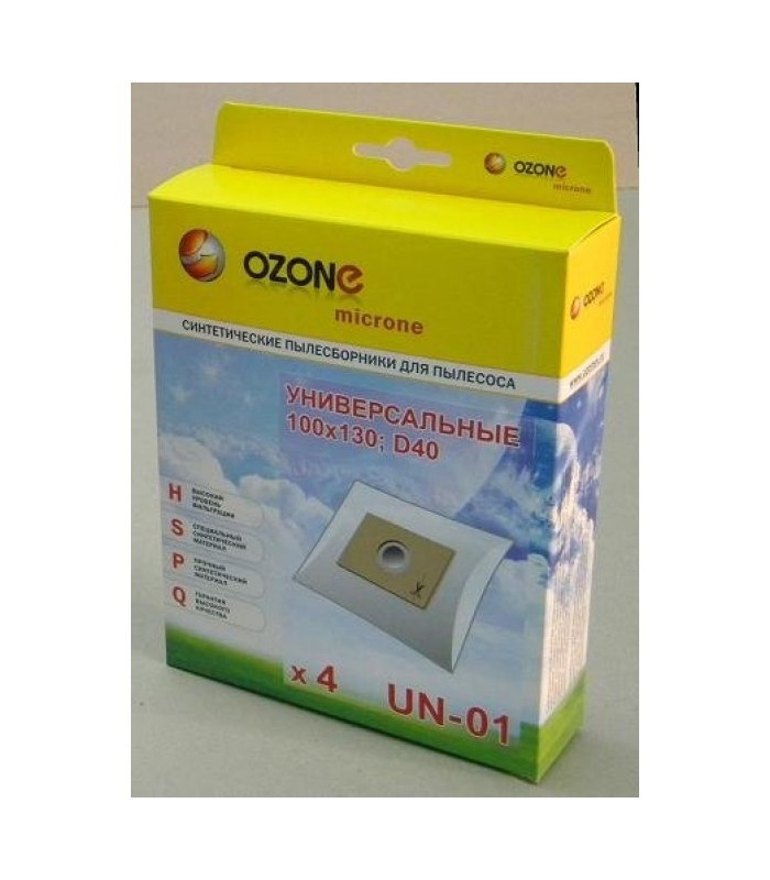 OZONE micron P-UN01 универсальные бумаж+микрофильт пылесб 4шт. Размер картона: 120 х 190 мм. д50мм