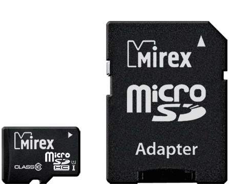 Пам.MicroSDHC,32Gb Mirex (Class 10 UHS-I) с адаптером SD
