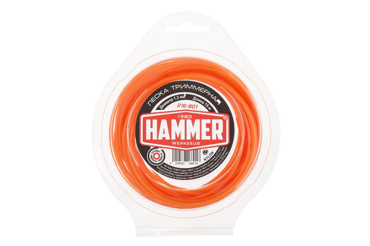 Леска для триммеров Hammer 216-801 1.3мм 15м круглая в блистере