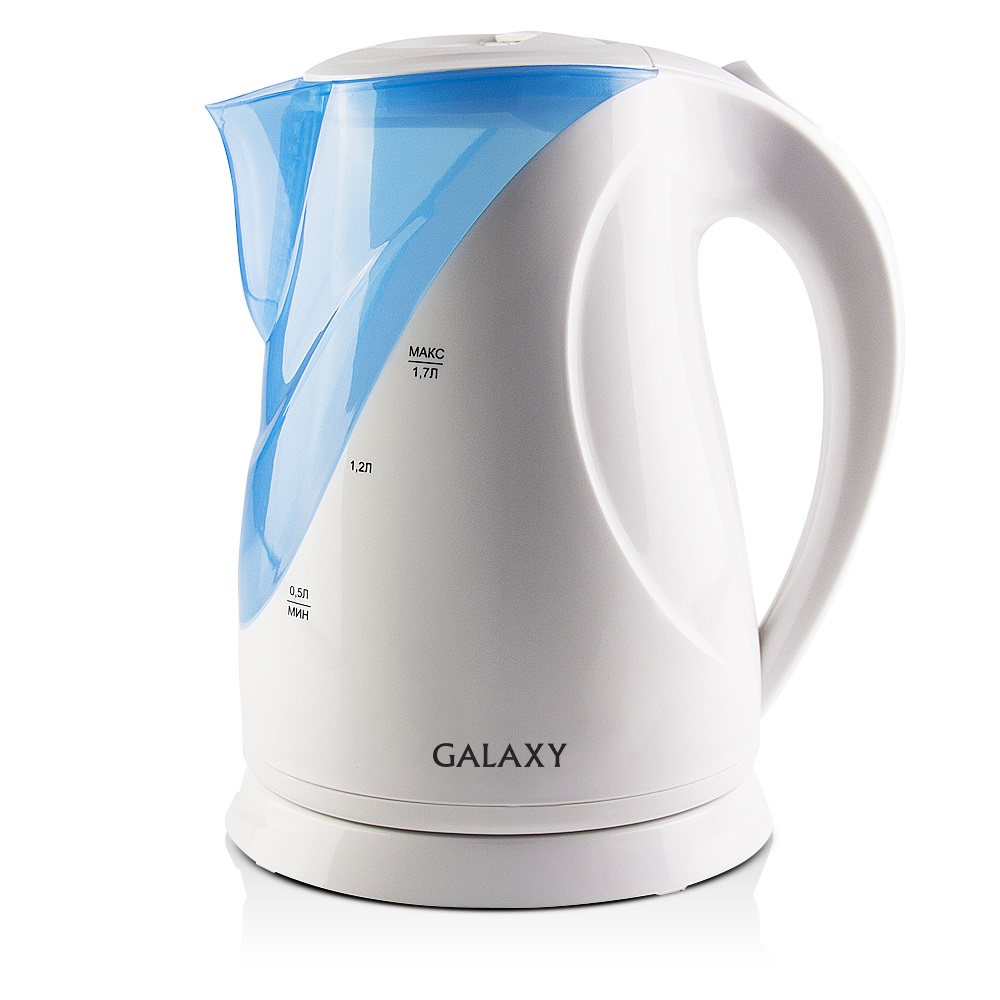 Чайник Galaxy GL 0202 бел/голуб 2,2кВт, 1,7л, скр нагр элемент, съемн фильтр (12/уп)