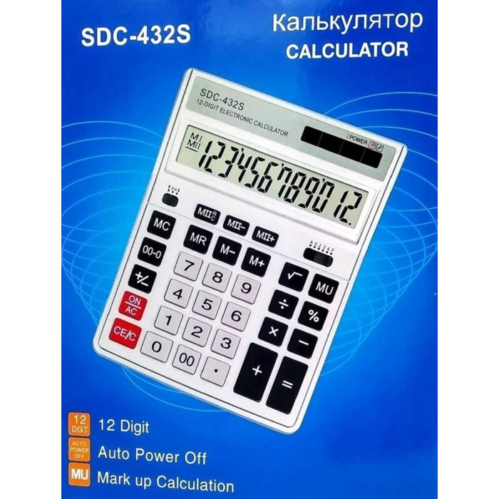 калькулятор  SDC-432S (12 разрядов, настольный, серый)