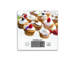 Весы кухонные ERGOLUX ELX-SK01-C33 кексы и ягоды (электронные, 5кг, 150х150мм)