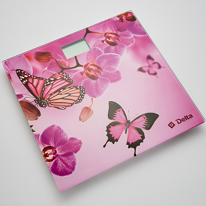 Весы напольные DELTA D-9235 "Бабочки в цветах" (электронные, до 150 кг) 6/уп