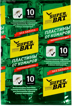 пласт SuperBAT от комаров б/зап 10шт зелен/Россия/240
