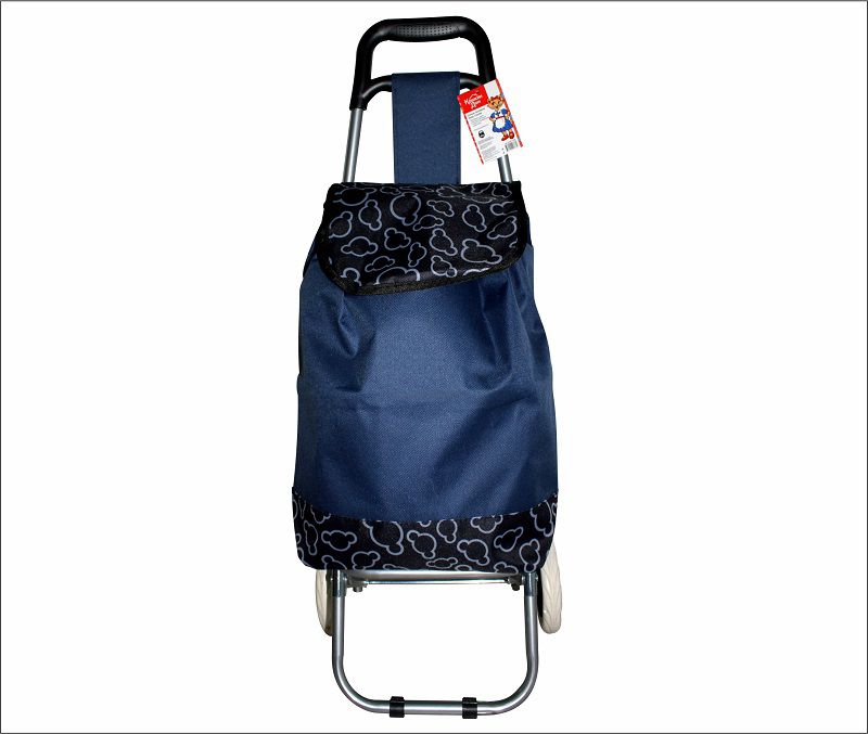 Тележка с сумкой КОШКИН ДОМ водостойкая морозоуст, до 30 кг, колеса ПВХ 14,5см, УЗОР, СИНЯЯ