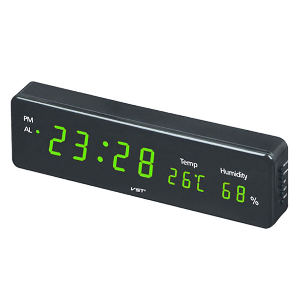 Часы настенные VST805S-4 зелён.цифры (настен/настольн, температура,влажность)