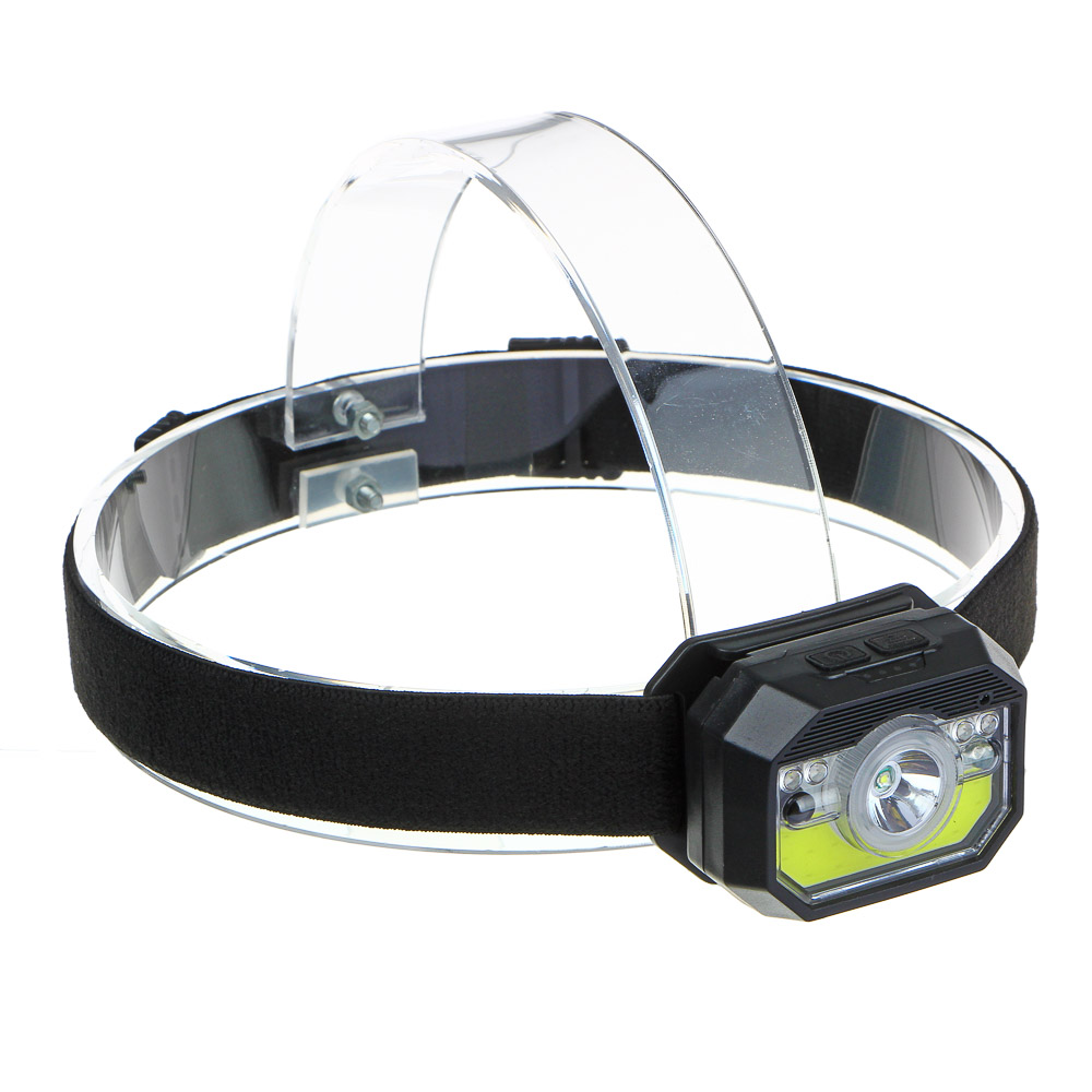 Фонарь ЕРМАК на голову, сенсорный, XPE COB LED, 11 режимов, 1000мАч, USB кабель, 6х4,5х3см, пластик