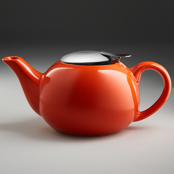 Чайник заварочный Ф19-010R с фильтром, оранжевый, 750мл керамика (24)