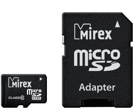 Пам.MicroSDHC, 4Gb Mirex (Class 4)  + переходник SD