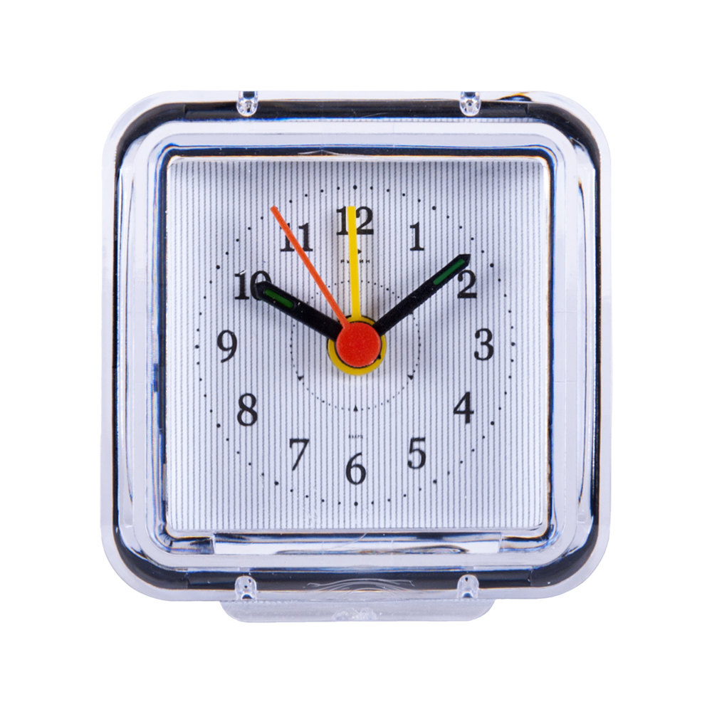 Часы будильник  B1-018W (7х7 см)  прозрачный Классика в полоску