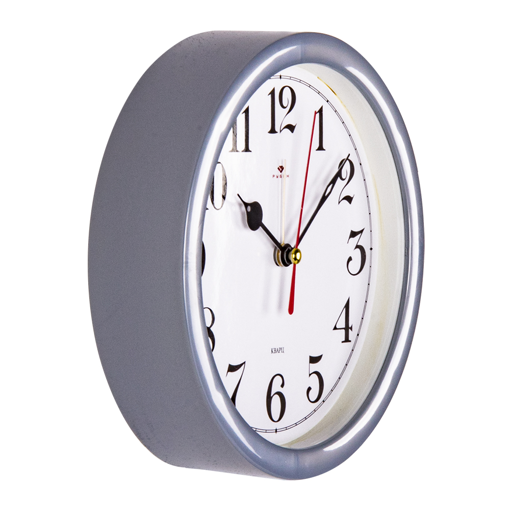 Часы будильник  B4-043Gr  кварц d=15см, корпус серый "Классика" (20)