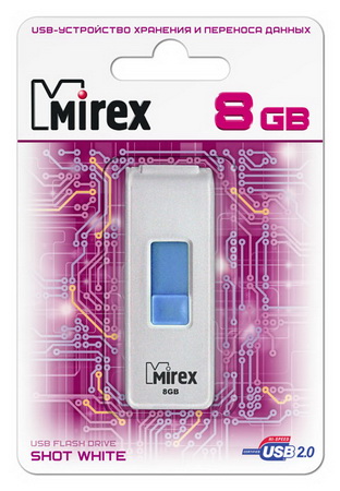 USB2.0 FlashDrives 8Gb Mirex SHOT WHITE