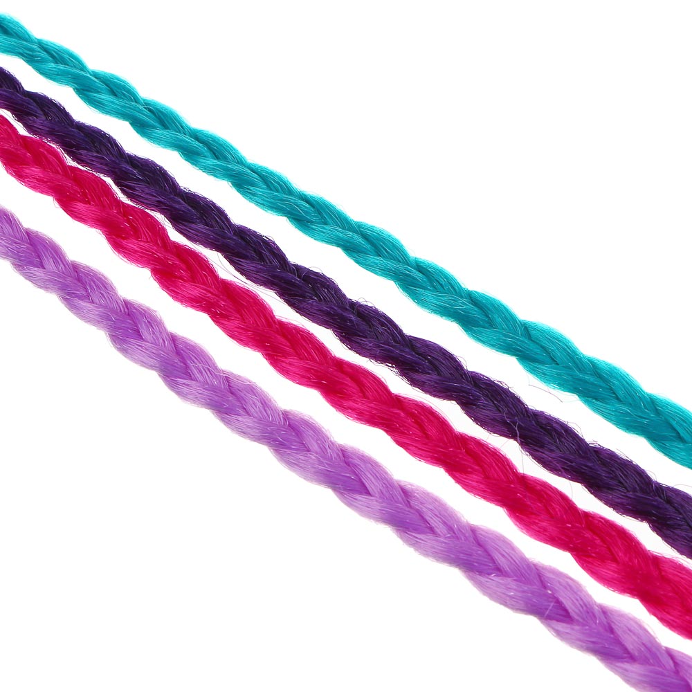 Цветные косички для волос на резинке 4шт, длина 60см, ПВХ