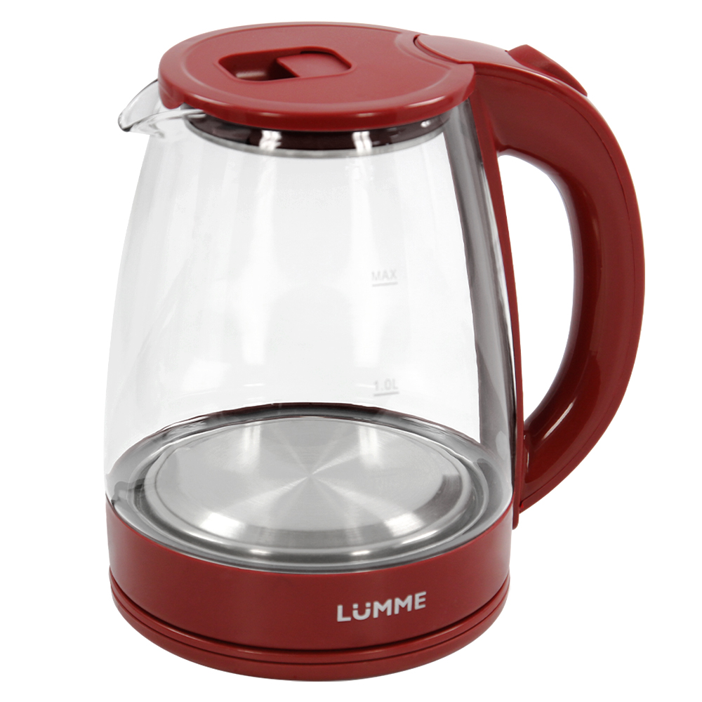Чайник LUMME LU-160 бордовый гранат стеклян корпус (1800 Вт, 2л) 6/уп