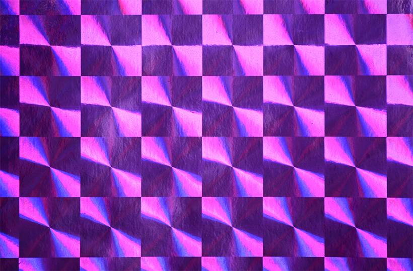 Пленка самоклеющаяся Grace 1009-45, голография фиолетовая, квадраты, повышенная плотность, 45см/8м