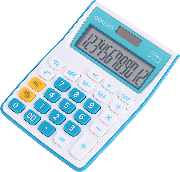 Калькулятор Deli E1122/BLUE синий (12 разрядов, настольный)
