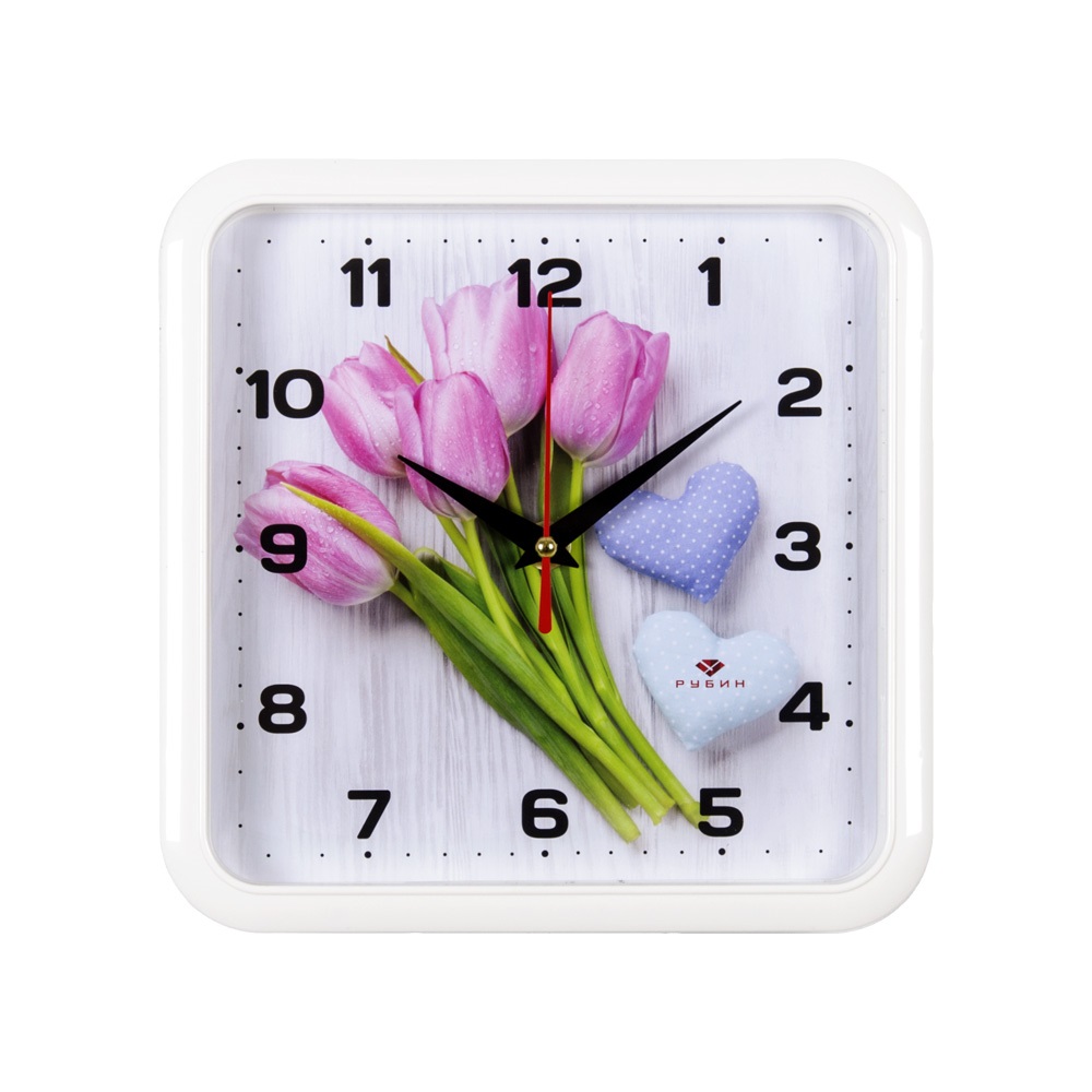 Часы настенные СН 2223 - 329 Тюльпаны и сердца квадратн (22x23) (10)