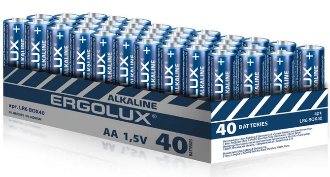 Бат LR3            Ergolux Alkaline BOX40 (40шт)  уп.40