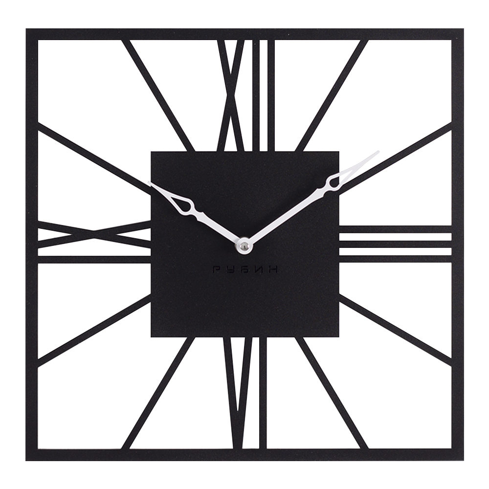 Часы настенные СН 3532 - 004 из металла, квадрат 35 см, черный "Рим 2" (5)