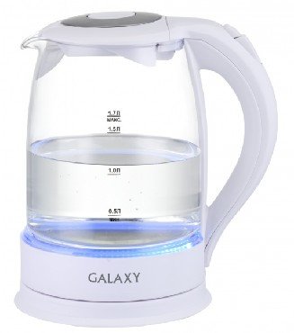 Чайник Galaxy GL 0553 белый стеклян (2,2 кВт, 1,7л, светодиодн подсветка) 6/уп