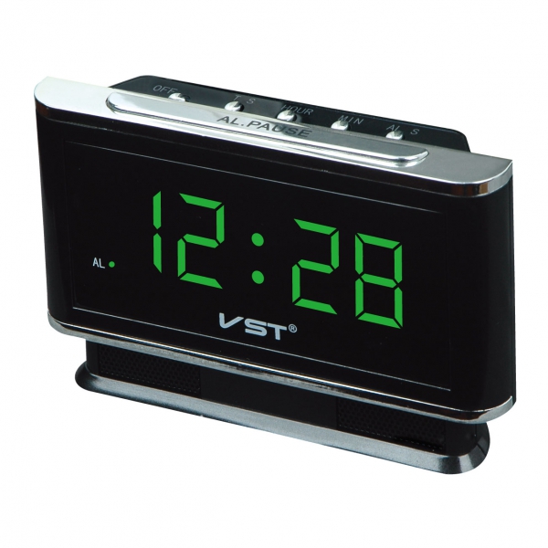 часы настольные VST-721/4 (ярко-зеленый) (без блока, питание от USB)