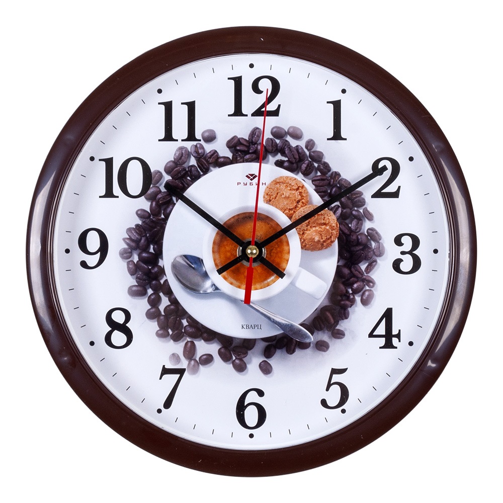 Часы настенные СН 2222 - 338 круг d=22см, корпус коричневый "Кофе" (10)