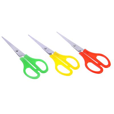 Ножницы офисные 16см, цветные пласт.ручки, 3 цвета ручек, в пакете